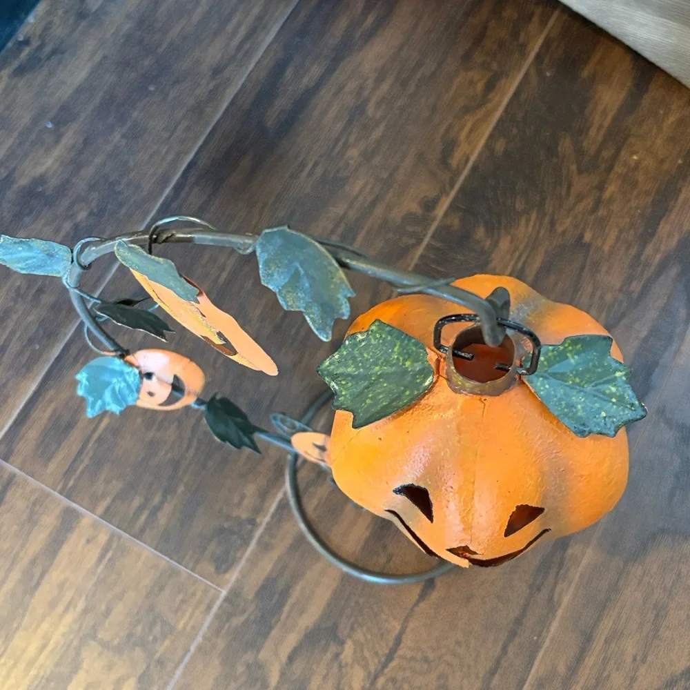 💎RARE💎Vintage Pottery Barn Metal Hanging Jack-o-Lantern Candleholder